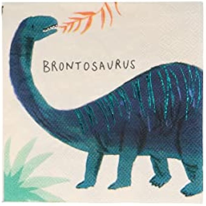 DINOSAUR KINGDOM SMALL NAPKINS PACK OF 16FOIL DINOSAUR PARTY PAPER NAPKINS IN 2 DESIGNS FOR BIRTHDAY, KIDS, ADULT, CELEBRATION, TABLE DECOR, FUN, THEMED EVENTS - Image 5